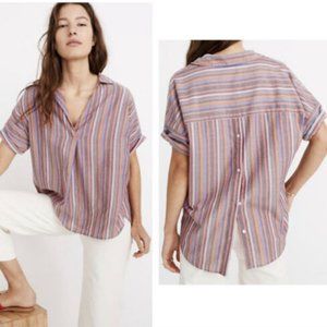 Madewell Courier Button-Back Shirt in Rainbow Stripe, XS